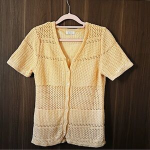 Christopher & Banks Light Yellow Crochet Cardigan